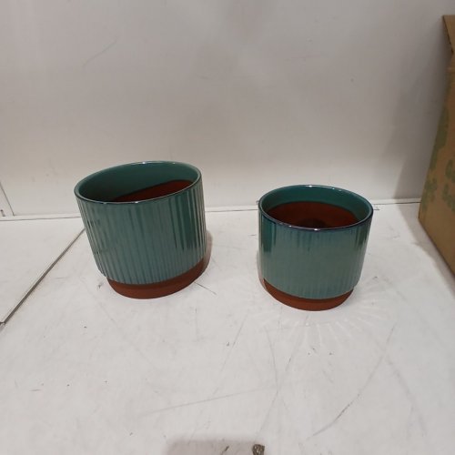 2PC LE TAUCI CERAMIC PLANTERS - TEAL image 2