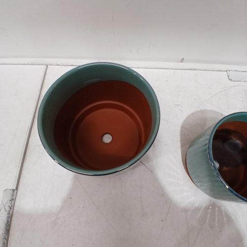 2PC LE TAUCI CERAMIC PLANTERS - TEAL image 3
