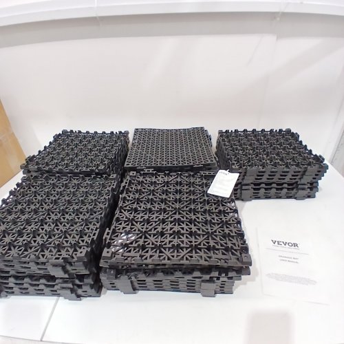 50PK VEVOR MODULAR INTERLOCKING DRAINAGE MATS - 12" X 12"- BLACK image 3