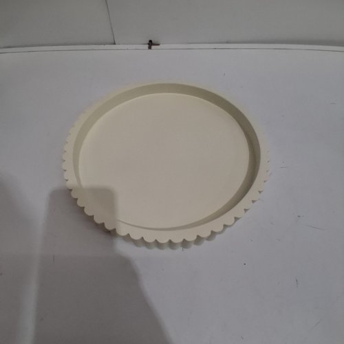 ROUND FLUTED DECORATIVE TRAY - 10.5" X 1.5" - BEIGE image 2