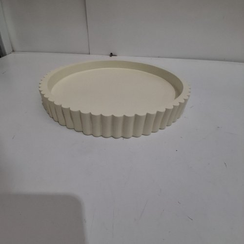 ROUND FLUTED DECORATIVE TRAY - 10.5" X 1.5" - BEIGE image 3