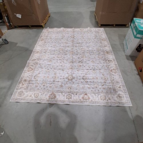 WITSHOCK WASHABLE NON-SLIP SOFT AREA RUG - 6FT X 8FT - DUSTY BLUE/LIGHT GREY image 2