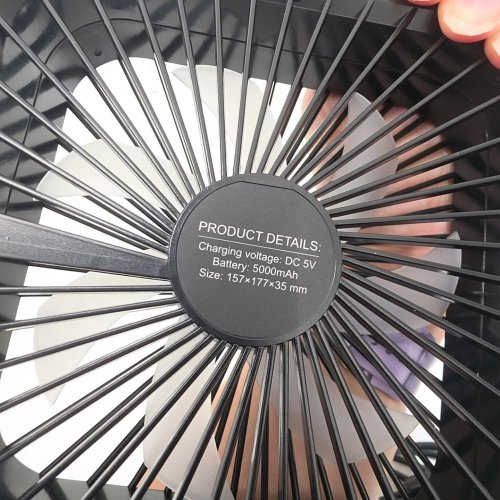UHUZZ RECHARGEABLE FAN WITH MAGNETIC BASE AND 220 DEGREE ANGLE ROTATION - 4000MAH - CRUISE SHIP APPROVED - BLACK image 3