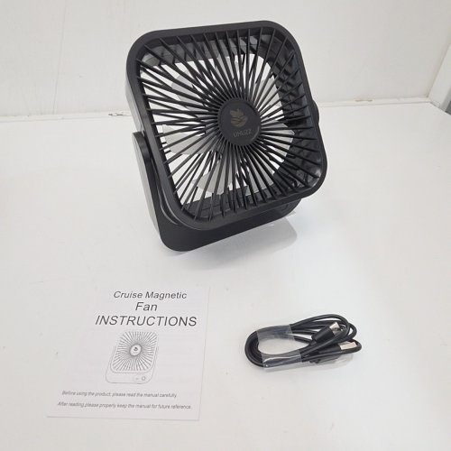 UHUZZ RECHARGEABLE FAN WITH MAGNETIC BASE AND 220 DEGREE ANGLE ROTATION - 4000MAH - CRUISE SHIP APPROVED - BLACK image 4
