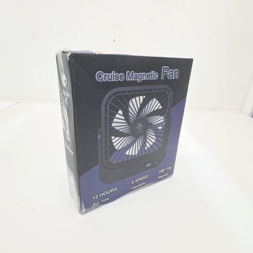 UHUZZ RECHARGEABLE FAN WITH MAGNETIC BASE AND 220 DEGREE ANGLE ROTATION - 4000MAH - CRUISE SHIP APPROVED - BLACK image 5