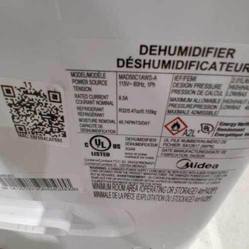 MIDEA ENERGY STAR CERTIFIED DEHUMIDIFIER WITH REUSABLE AIR FILTER AND APP CONTROL - 4,500 SQ.FT - 23.6L - WHITE (MODEL: MAD50C1AWS-A) image 6