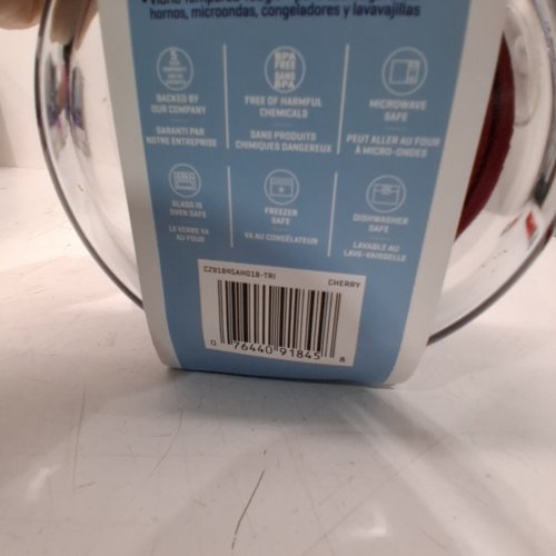 ANCHOR HOCKING TRUESEAL GLASS FOOD STORAGE CONTAINER WITH AIRTIGHT LID - 4 CUP - CHERRY/CLEAR (MODEL: CZ9184SAHG18-TRI) image 2