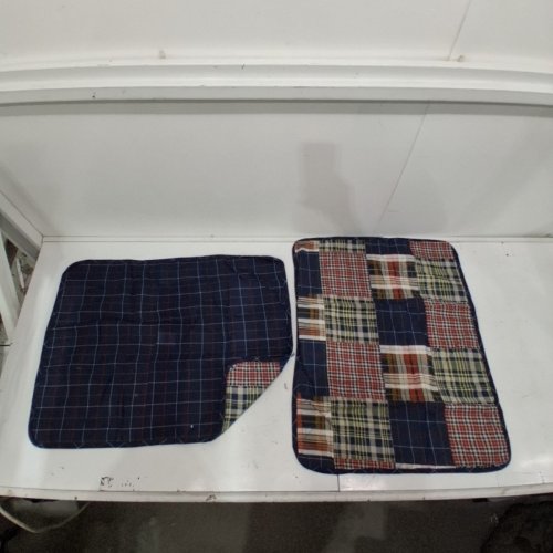 3PC EDDIE BAUER BEDDING SET COTTON PLAID PATCHWORK QUILT WITH SHAMS - QUEEN - NAVY/RED image 2