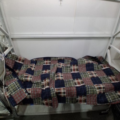 3PC EDDIE BAUER BEDDING SET COTTON PLAID PATCHWORK QUILT WITH SHAMS - QUEEN - NAVY/RED image 4