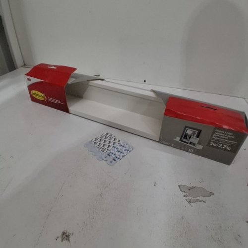 3M COMMAND PICTURE LEDGE WITH ADHESIVE STRIPS FOR DECOR OR PHOTOS - HOLDS 5LBS - 21" X 3" X 3" - WHITE (MODEL: HOM21Q-EF) image 2