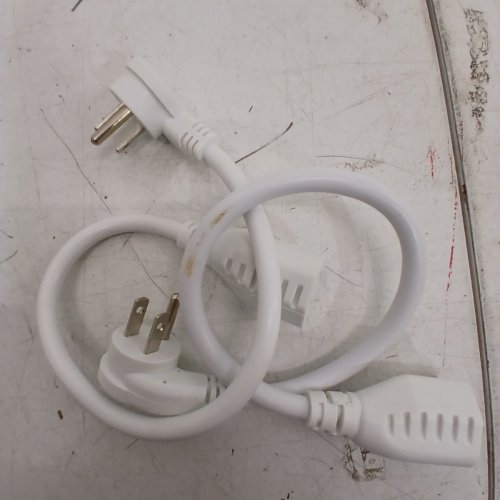 2 (2PK) SPARKING FLAT PLUG EXTENSION CORDS - 1FT LONG - WHITE image 2