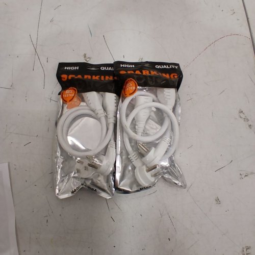 2 (2PK) SPARKING FLAT PLUG EXTENSION CORDS - 1FT LONG - WHITE image 3