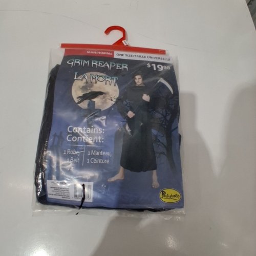 2PC MEN'S PARTYHOLIC GRIM REAPER COSTUME ROBE AND BELT - OSFM - BLACK (STYLE: 11129) image 2