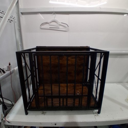 HEAVY-DUTY FOLDABLE DOG CRATE WITH TABLETOP - 31" X 24" X 26" - BROWN/BLACK image 2