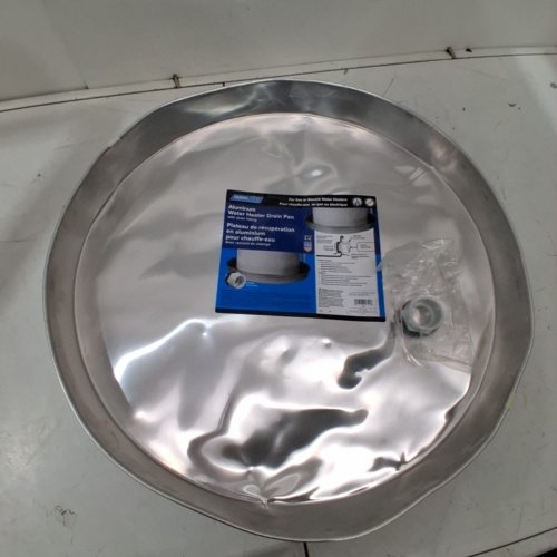 CAMCO 24" ALUMINUM WATER HEATER DRAIN PAN WITH CPVC FITTING image 2