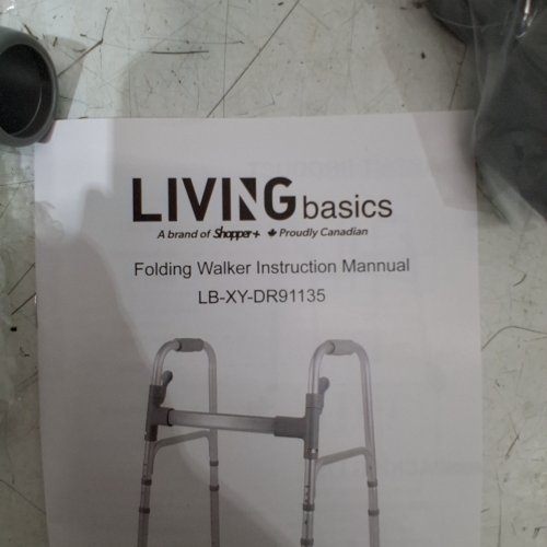 LIVING BASICS FOLDING WALKER WITH 8 HEIGHT ADJUSTMENTS- 300 LBS MAX -SILVER (MODEL: LB-XY-DR91135) image 2