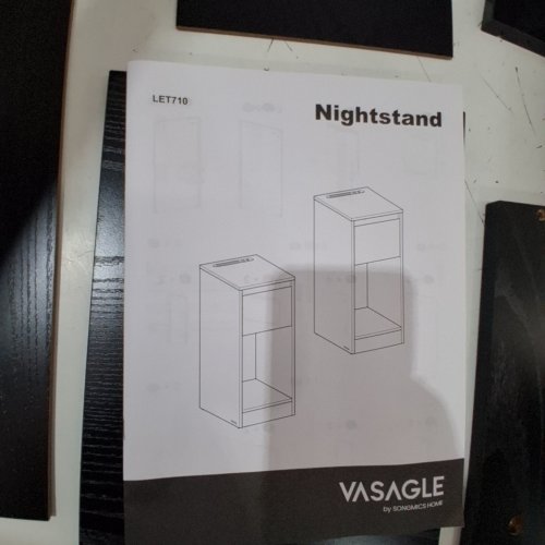 VASAGLE SLIM BEDSIDE NIGHTSTAND WITH CHARGING STATION AND LED LIGHT - 9.8" X 11.8" X 23.4" - BLACK (MODEL: LET710B01) image 2