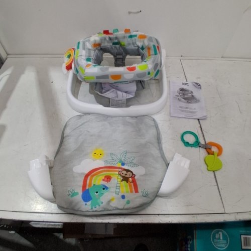 BRIGHT STARTS LEARN-TO-SIT 2-POSITION BABY FLOOR SEAT WITH TOYS - 4-12MONTHS - GREY / WHITE / YELLOW ( MODEL 12956 ) image 2