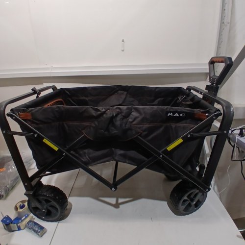 MAC SPORTS COLLAPSIBLE OUTDOOR UTILITY WAGON WITH FOLDING TABLE AND DRINK HOLDERS - BLACK image 3