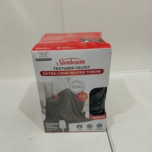 SUNBEAM TEXTURED VELVET EXTRA-LONG HEATED THROW BLANKET - 50" X 70" - DARK GRAY (ITEM: 14699) image 5