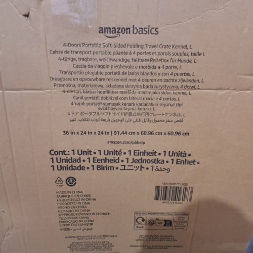 AMAZON BASICS 4-DOOR PORTABLE SOFT-SIDED FOLDING TRAVEL DOG CRATE KENNEL - 36" X 24" X 24" - BLACK image 3