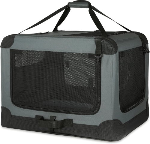 AMAZON BASICS 4-DOOR PORTABLE SOFT-SIDED FOLDING TRAVEL DOG CRATE KENNEL - 36" X 24" X 24" - BLACK image 2
