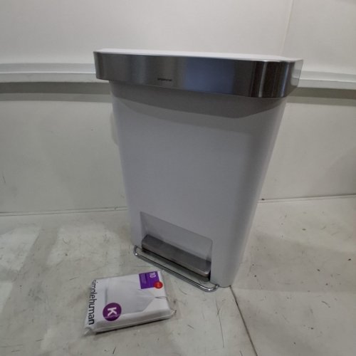 SIMPLEHUMAN RECTANGULAR KITCHEN STEP TRASH CAN WITH LINER POCKET - 45L - WHITE (MODEL: CW1387) image 2