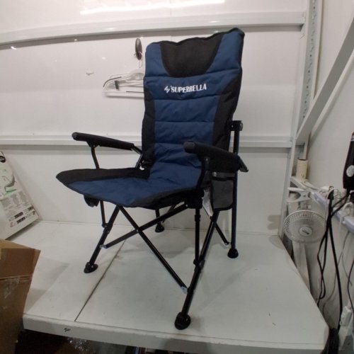 SUPERRELLA OUTDOOR FOLDING CAMPING CHAIR ADJUSTABLE HIGH BACK - 41.3"- BLACK/BLUE image 2