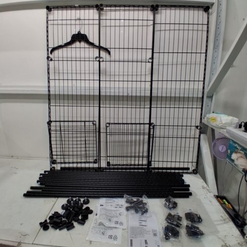 AMAZON BASICS METAL HANGING STORAGE ORGANIZER RACK WARDROBE WITH SHELVES 45" X 14" X 76" - BLACK (MODEL: ‎GAR-066BK-144576) image 3