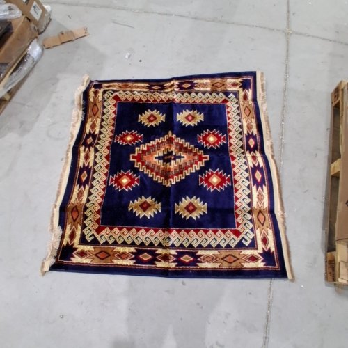 HANDWOVEN AFGHAN TURKMEN BUKHARA PERSIAN AREA RUG - 4FT 3" X 4FT - BLUE image 3
