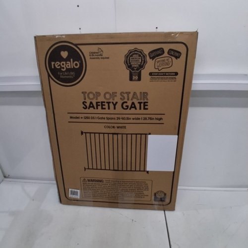 REGALO EXTRA WIDE 2-IN-1 TOP OF STAIRWAY AND HALLWAY SAFETY GATE WITH MOUNTING KIT - 24"-40.5" X 28.75" - WHITE (MODEL: 1250DS) image 4