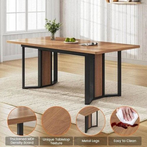 5PC EXTENDABLE DINING TABLE SET WITH 4 CHAIRS - BLACK/BROWN (MODEL: ITCFH100102602A) image 2