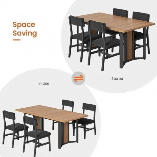 5PC EXTENDABLE DINING TABLE SET WITH 4 CHAIRS - BLACK/BROWN (MODEL: ITCFH100102602A) image 3