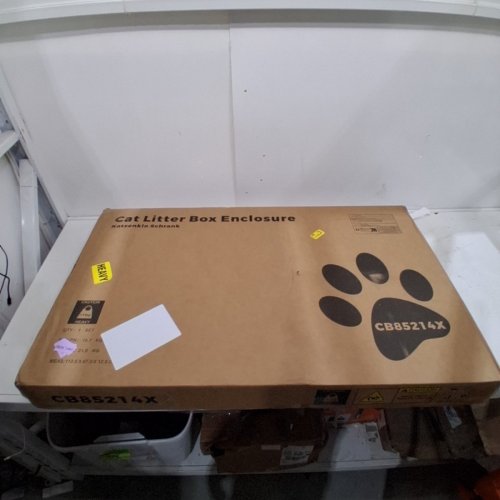 HZUANERI CAT LITTER BOX ENCLOSURE - 31.5 X 19.7 X 20.9 - RUSTIC BROWN/WHITE - (MODEL:CB85214X) image 2