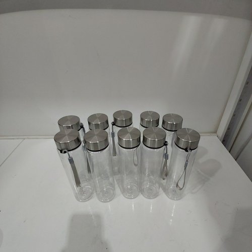 10 MAINSTAYS WATER BOTTLES - 18 OZ - CLEAR / SILVER (ITEM: X0021-A06) image 2
