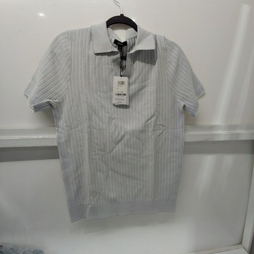 MEN'S REISS TEXTURED OPEN COLLAR POLO SHIRT - SMALL - SOFT BLUE / WHITE (STYLE: AN2406-037-000442) image 2