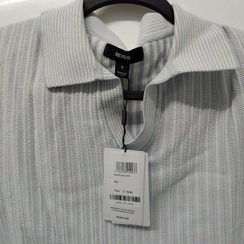 MEN'S REISS TEXTURED OPEN COLLAR POLO SHIRT - SMALL - SOFT BLUE / WHITE (STYLE: AN2406-037-000442) image 3
