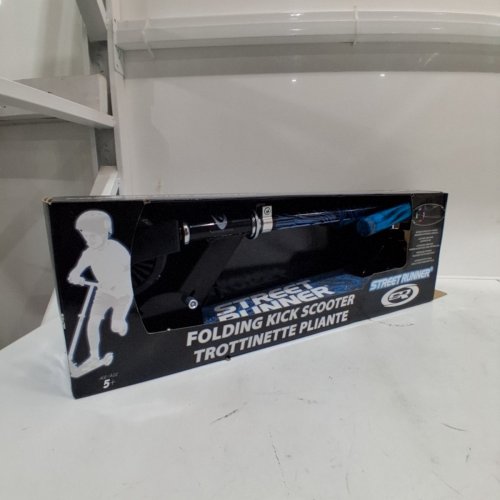 KID'S STREET RUNNER FOLDING KICK SCOOTER WITH MOTION ACTIVATED LIGHT-UP WHEELS - AGES 5+ - BLUE/BLACK (MODEL: STR-V22BL) image 3