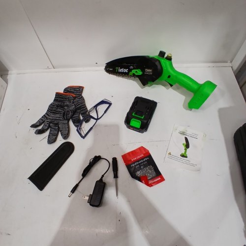 TIETOC 6" CORDLESS MINI HANDHELD CHAINSAW WITH 21V BATTERY - 880W - GREEN image 3