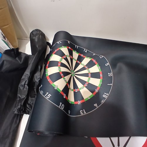 2PC ENJOYARD DARTBOARD T-SHAPED FLOOR MAT - BLACK image 3