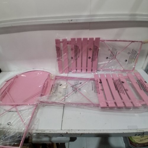 3PC GARVEE PATIO BISTRO FOLDING METAL OUTDOOR FURNITURE SET - PINK image 2