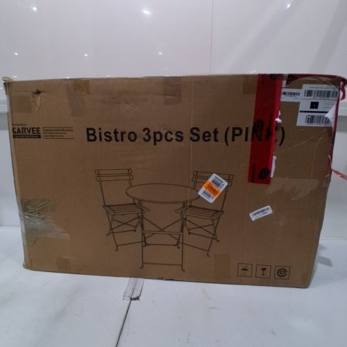 3PC GARVEE PATIO BISTRO FOLDING METAL OUTDOOR FURNITURE SET - PINK image 6