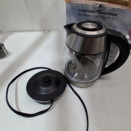 CHEFMAN DUAL-GLASS COOL TOUCH DIGITAL KETTLE WITH TEA INFUSER - 1500W - 1.7L - STAINLESS STEEL/BLACK (MODEL: RJ11-17-CTI-DG/1992747) image 3