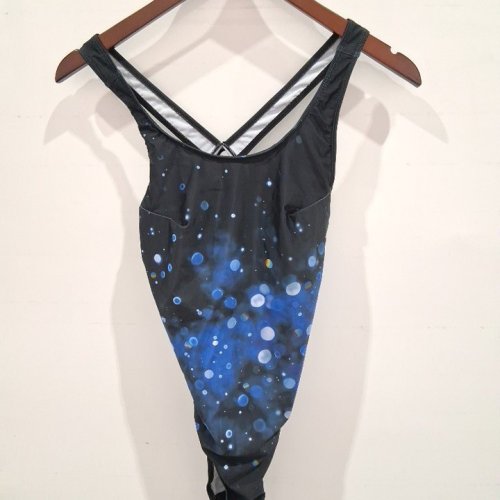 WOMEN'S ONE-PIECE SWIMSUIT - LARGE - BLACK / BLUE image 2