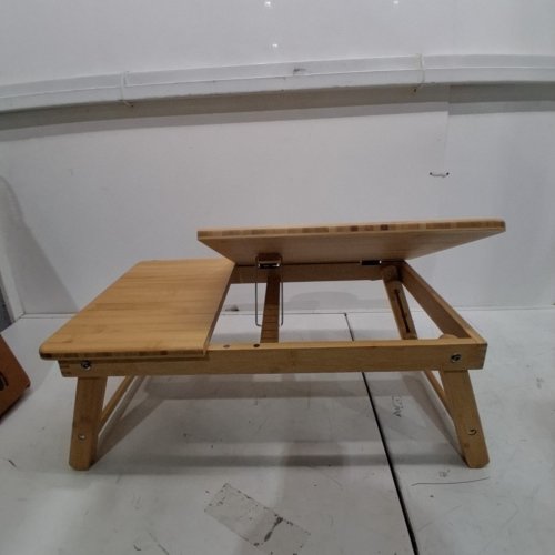 SONGMICS MULTI-FUNCTIONAL LAPTOP DESK BED TRAY BREAKFAST TABLE WITH STORAGE DRAWER AND TILTING TOP - FITS UP TO15.6" SCREEN - NATURAL (MODEL: LLD01N) image 3