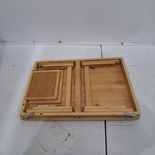 SONGMICS MULTI-FUNCTIONAL LAPTOP DESK BED TRAY BREAKFAST TABLE WITH STORAGE DRAWER AND TILTING TOP - FITS UP TO15.6" SCREEN - NATURAL (MODEL: LLD01N) image 4