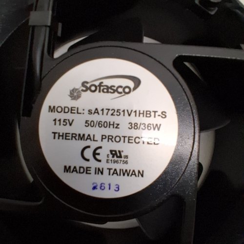 SOFASCO THERMAL PROTECTED COOLING FAN - 115 V -50/60HZ - 38/36W - BLACK (MODEL: SA17251V1HBT-S) image 2