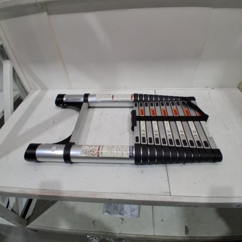 SOCTONE ALUMINUM TELESCOPING EXTENSION FOLDING 13 STEP LADDER - 12.5FT - 330LBS - SILVER/BLACK - (MODEL: ZL0113) image 2
