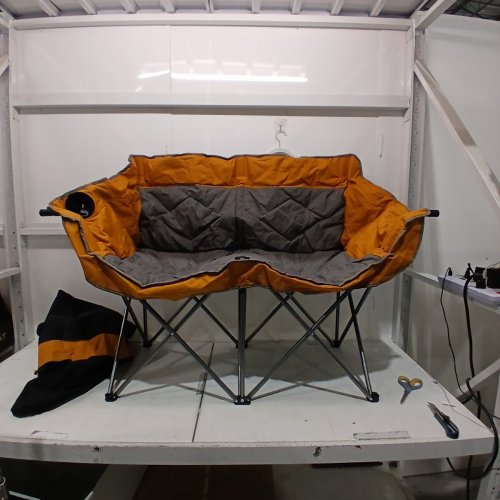 LANMOUNTAIN 2 PERSON FULLY PADDED FOLDING DOUBLE CAMPING CHAIR - 600 LBS CAP - ORANGE/GREY (MODEL: LS-105-ORANGE) image 3