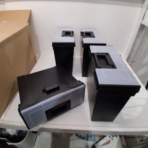 4PK LETTER/LEGAL FILE TOTE BOX WITH HANDLE - 13".4 X 6.5" X 11.75" - BLACK/CLEAR (MODEL:HFB-16E) image 2